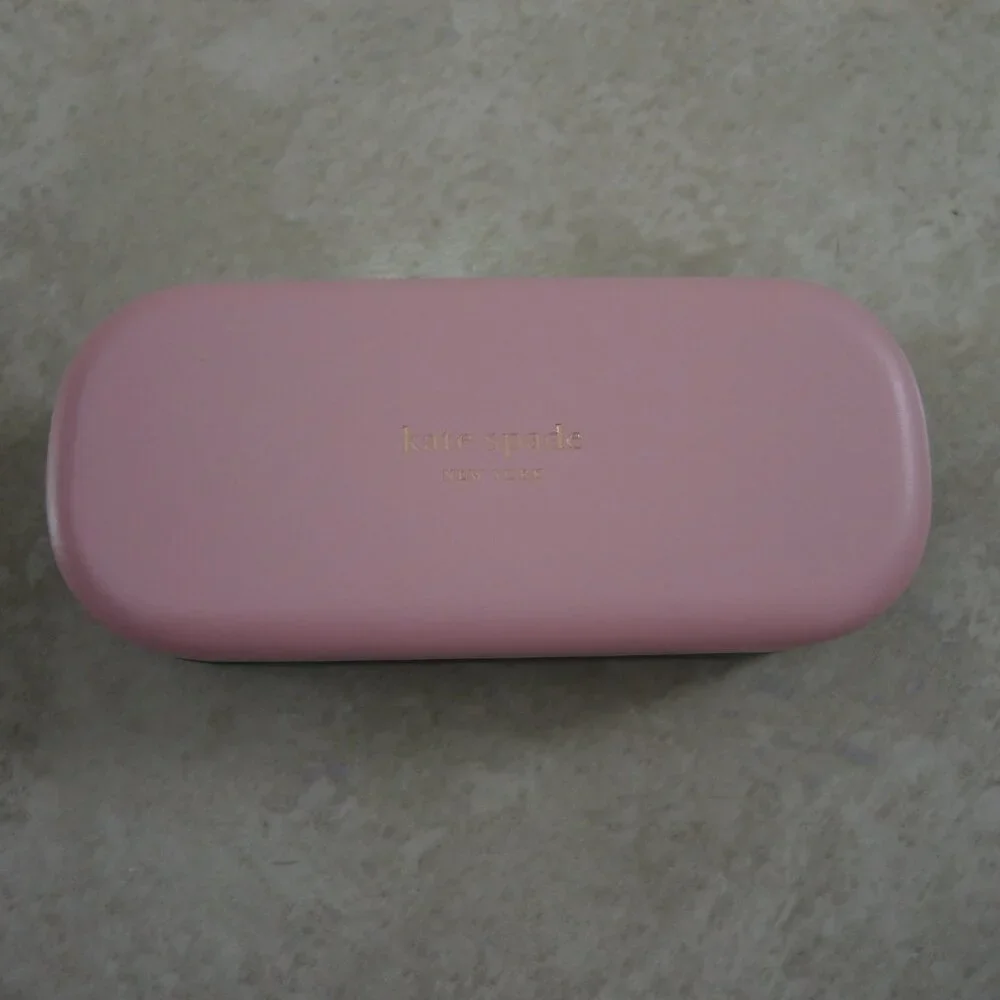 Kate Spade Glasses Case HELLO SUNSHINE Pink & Green Hard Clam Shell PU Leather